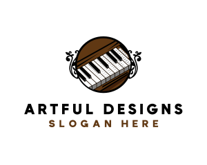 Ornate Music Piano Keys logo design