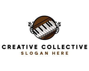 Ornate Music Piano Keys logo design