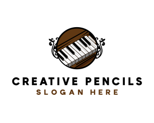 Ornate Music Piano Keys logo design