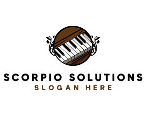 Ornate Music Piano Keys logo design