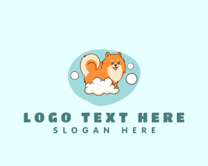 Bath Tub - Cute Pet Dog Bubble logo design