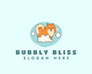 Cute Pet Dog Bubble  logo design