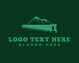 Wood - Saw Forest Mountainside logo design