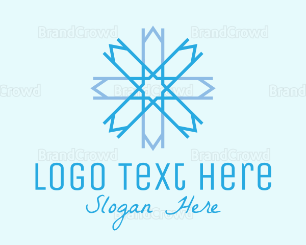 Blue Geometric Snowflake Logo