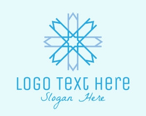 Winter - Blue Geometric Snowflake logo design