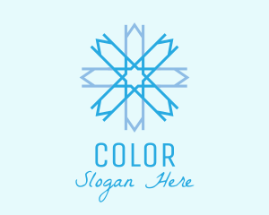 Cold - Blue Geometric Snowflake logo design