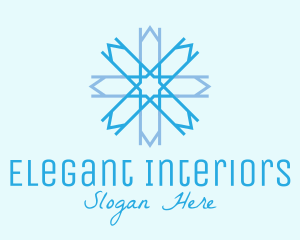 Blue Geometric Snowflake  logo design