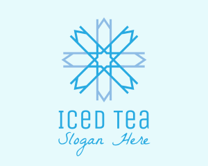 Blue Geometric Snowflake  logo design