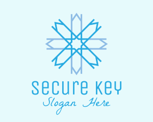 Tile - Blue Geometric Snowflake logo design