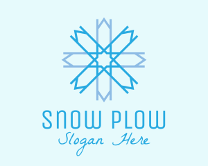 Blue Geometric Snowflake  logo design