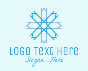 Skiing - Blue Geometric Snowflake logo design