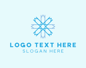 Glacier - Blue Geometric Snowflake logo design