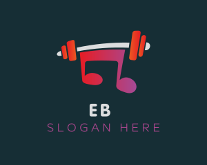Bodybuilding - Musical Note Barbell Exercise logo design