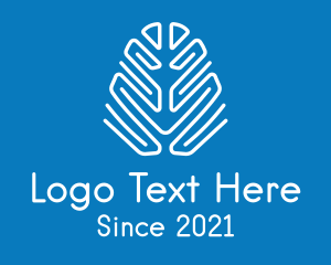 White Line Art Brain  Logo