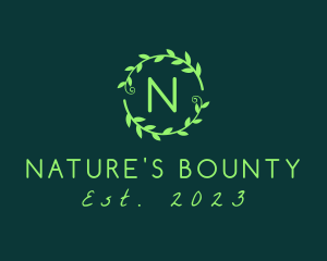 Natural Leaves Wreath logo design