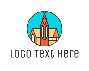 Destination - Colorful Cathedral Structure logo design