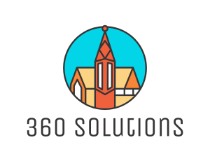 Colorful Cathedral Structure logo design