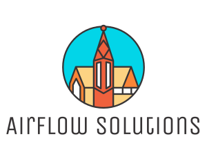 Colorful Cathedral Structure logo design