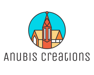 Colorful Cathedral Structure logo design