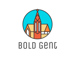 Colorful Cathedral Structure logo design