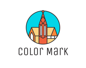 Colorful Cathedral Structure logo design