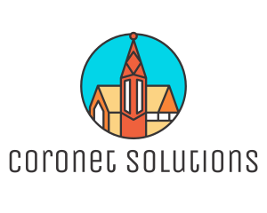 Colorful Cathedral Structure logo design