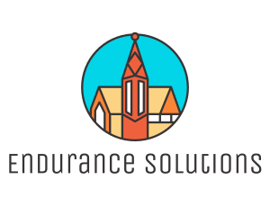 Colorful Cathedral Structure logo design