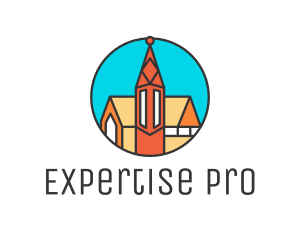 Colorful Cathedral Structure logo design