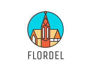 Colorful Cathedral Structure logo design