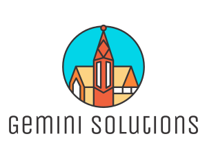 Colorful Cathedral Structure logo design