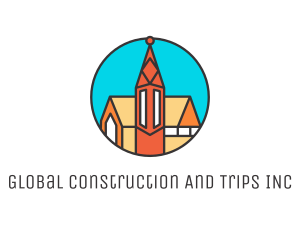 Colorful Cathedral Structure logo design