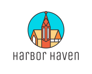 Colorful Cathedral Structure logo design