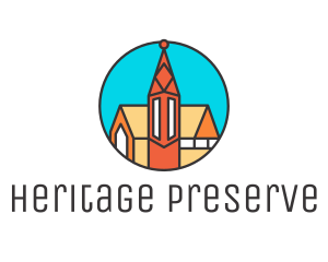 Colorful Cathedral Structure logo design