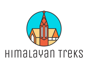 Colorful Cathedral Structure logo design