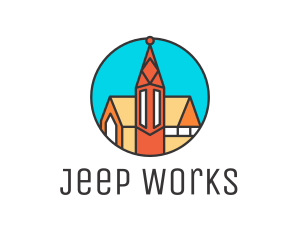 Colorful Cathedral Structure logo design