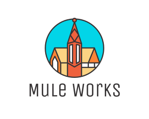 Colorful Cathedral Structure logo design