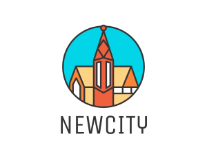 Colorful Cathedral Structure logo design