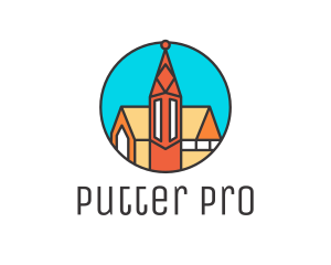 Colorful Cathedral Structure logo design