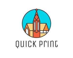 Colorful Cathedral Structure logo design