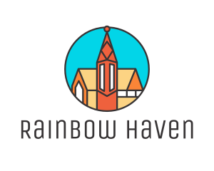 Colorful Cathedral Structure logo design