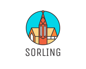 Colorful Cathedral Structure logo design