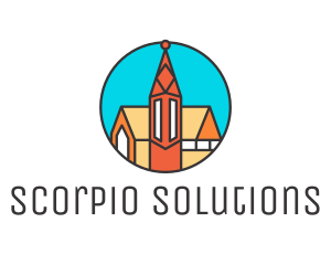 Colorful Cathedral Structure logo design