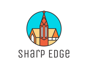 Colorful Cathedral Structure logo design