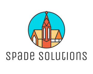 Colorful Cathedral Structure logo design