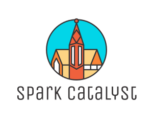 Colorful Cathedral Structure logo design