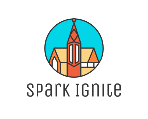 Colorful Cathedral Structure logo design