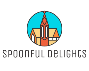 Colorful Cathedral Structure logo design