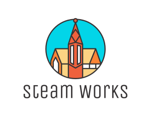 Colorful Cathedral Structure logo design