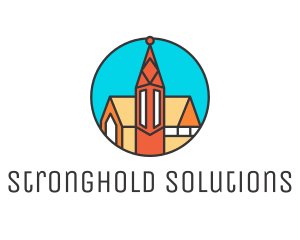 Colorful Cathedral Structure logo design