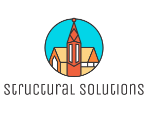 Colorful Cathedral Structure logo design